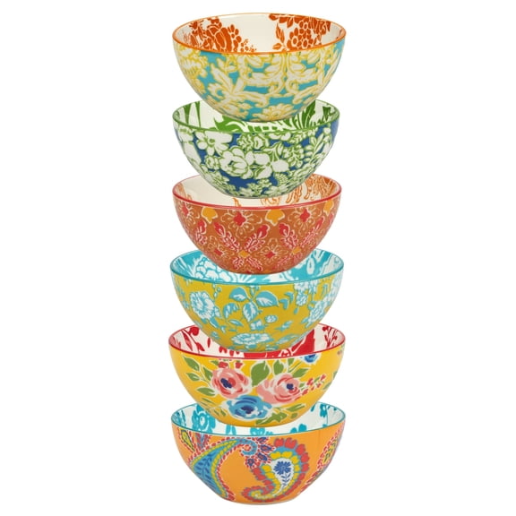 Certified International  Damask Floral Assorted Designs All Purpose Bowls, Set of 6
