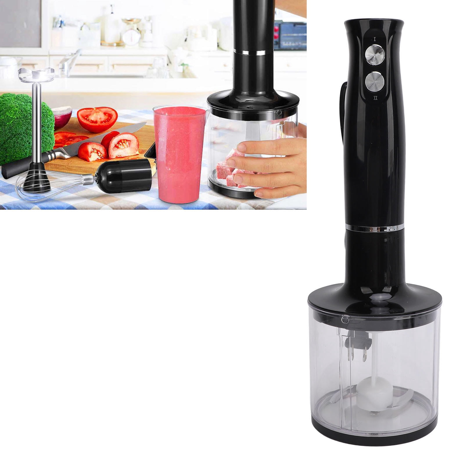 Suodoka 4‑in‑1 Handheld Food Processor & Blender – 2‑Speed High‑Power Motor, Low‑Noise, Portable Stick Design for Baby Food, Egg Mixing, Juicing & Milkshakes
