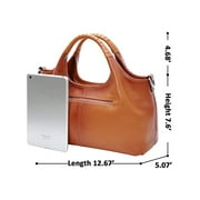 LUXUR Ladies Leather Top Handle Handbag Women Classic Satchel Crossbody Bags Purse Daily Portable Detachable Tote Brown