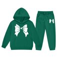 thumbnail image 2 of Angala 2 Piece Outfits For Girls Hooded Long Sleeve Bowknot Print Sweatshirt With Jogger Pants Set Girls Autumn Daily Wear Clothes, 2 of 3