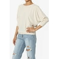 thumbnail image 3 of TheMoogan Women's Closet-Essential Drapey 3/4 Dolman Sleeve Boat Neck Relaxed Ribbed Top, 3 of 7