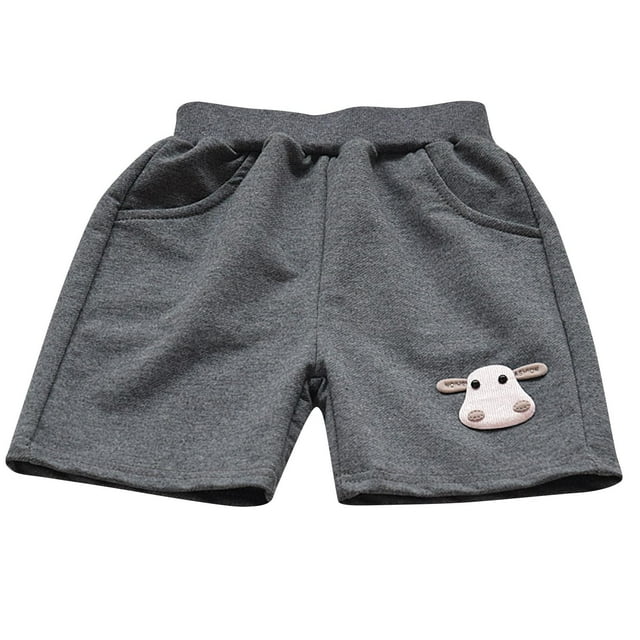 Odeerbi 2-12 Años Niños Niñas Deportes de Bermudas Pantalones Cortos Vaca Bordado Entrenamiento Atlético Pantalones Cortos de Algodón Lindo Respirable Pantalones de Longitud Media