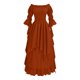 thumbnail image 5 of Vestido de manga tres cuartos para mujer ropa de fiesta plisada con cuello oblicuo Estilo Vintage, 5 of 8
