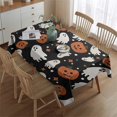 thumbnail image 2 of Black Halloween Ghosts and Pumpkins Rectangle Tablecloth 60"x84",Waterproof Polyester Rectangle Table Cloth, Wipeable Spillproof Polyester Tablecloth for Dining, Camping, Indoor and Outdoor, 2 of 5