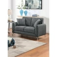 thumbnail image 5 of 2pc Dark Gray , Burlap Like Fabric Couch With Pillows, Classic Living Room Furniture, Metal Legs, Tight Seat And Back Decor, Vase, 5 of 6