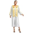 thumbnail image 1 of RUNQHUI Unisex Adult Choir Robe for Church Baptism V-neck Long Sleeve Christian Priest Robe Graduation Gown Costumes White XL, 1 of 7