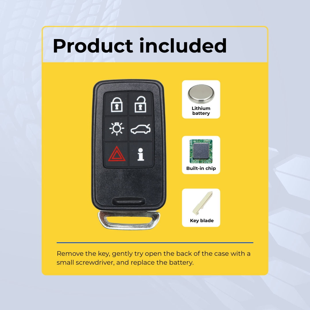 Replacement Smart Key Fob for Volvo XC60 2013 FCC KR55WK49266 Part Number 30659502 30659495 30659496