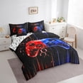 thumbnail image 3 of Erosebridal Neon Red Blue Gamepad Bedding Sets Twin Size, Gradient Lines Comforter Sets with Sheets, Gamer Room Decorative, Reversible 7-Piece, 3 of 6