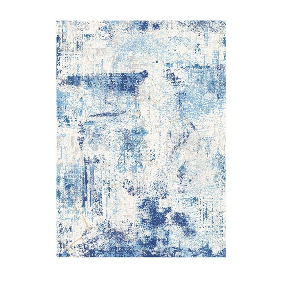 KFFKFF Large Washable Area Rug, 5 x 7 ft Soft Carpet with Non-Slip Backing, Tear-Resistant Design for Indoor Use, Suitable for Bedrooms, Offices, Living Rooms, Kids' Rooms, Entryways, and More, Blue