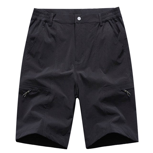 Gibobby Shorts Cargo pour Hommes Coupe Décontractée Shorts de Course Multi-Poches Taille Élastique Shorts de Randonnée en Coton (Noir, TG)