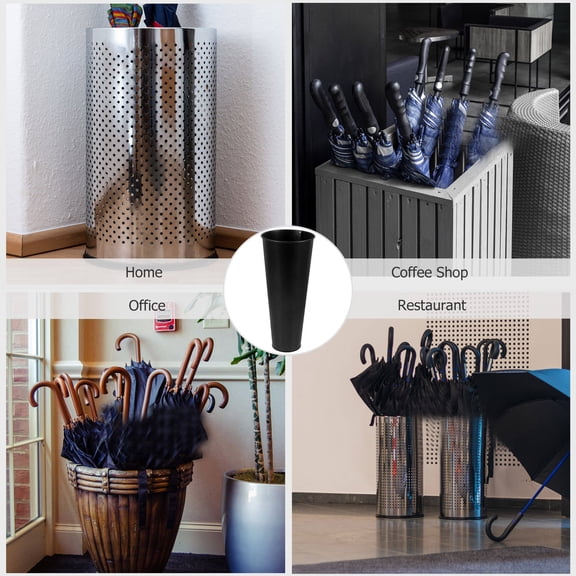 OUNONA Black Metal Umbrella Storage Bucket with Large Capacity and Water Tray for Entryway Organization