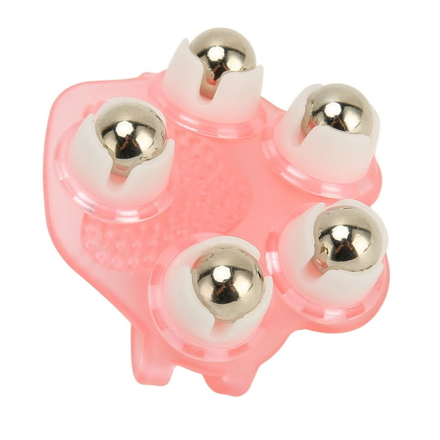Masseur à Rouleau Manuel, 5 Perles Masseur à Rouleau Portable Mini Minceur Décontractée Confortable pour le Dos pour Femme Bleu, Rose