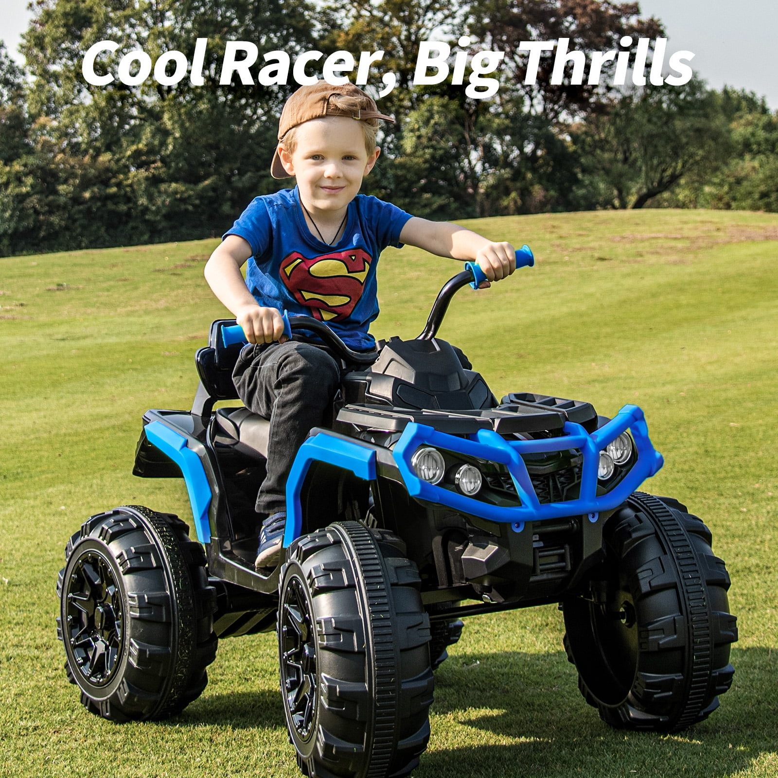 Hikiddo Kids ATV 4 Wheeler, 24V Kids Ride on Toy for Big Kid w/Bluetooth, 400W Motor - Blue