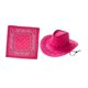 thumbnail image 5 of Conjunto de sombrero de vaquero con pañuelo, accesorios de disfraz, sombreros de vaquera para Rosa oscuro, 5 of 9