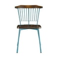 thumbnail image 3 of 21" X 19" X 32" Brown Oak Wood and Teal Metal Side Chair Set of 2, 3 of 6