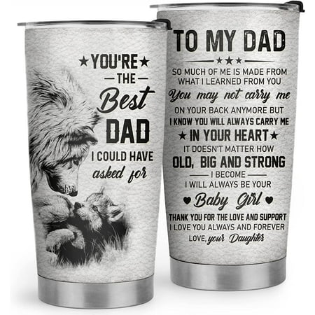 

Athenstics Gifts for Dad - Dad Gifts from Daughter - Dad Birthday Gift Christmas Gifts for Dad Father s Day Gifts - 20oz Wolf Dad Stainless Steel Tumbler