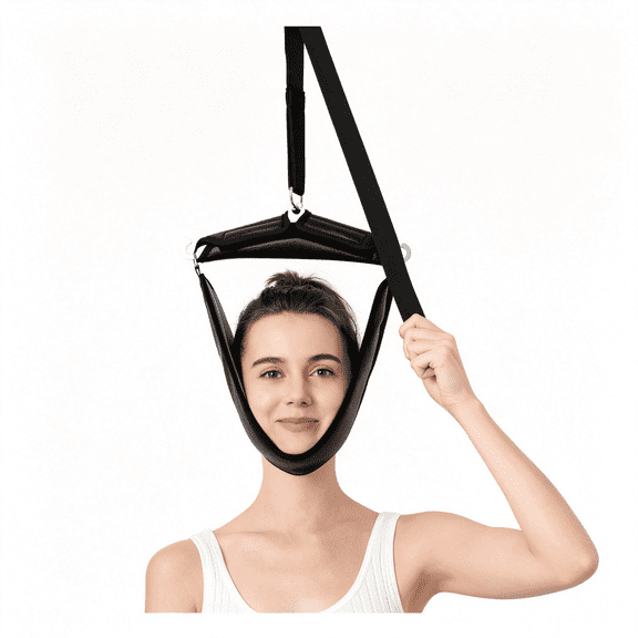XIRQI Neck Stretcher Cervical Traction Device for Home Use-Over the Door Cervical Neck Traction Device for Decompression Home Physical Therapy,Portable Neck Traction Device for Neck Pain(Black)