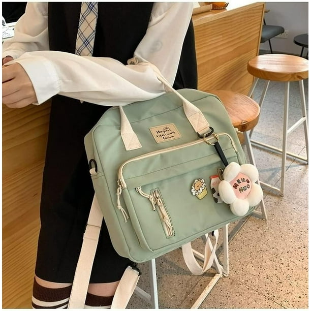Bolso bandolera Kawaii para nina Mochila independiente Mochila escolar japonesa Mochila estetica Iliangnv S Messenger Bag Mochila Kawaii Prime verde Walmart en linea