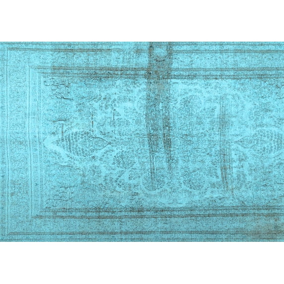 Ahgly Company Indoor Rectangle Abstract Light Blue Contemporary Area Rugs, 6' x 9'