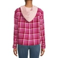 thumbnail image 2 of Time And Tru Women's Crop Hooded Flannel, 2 of 5