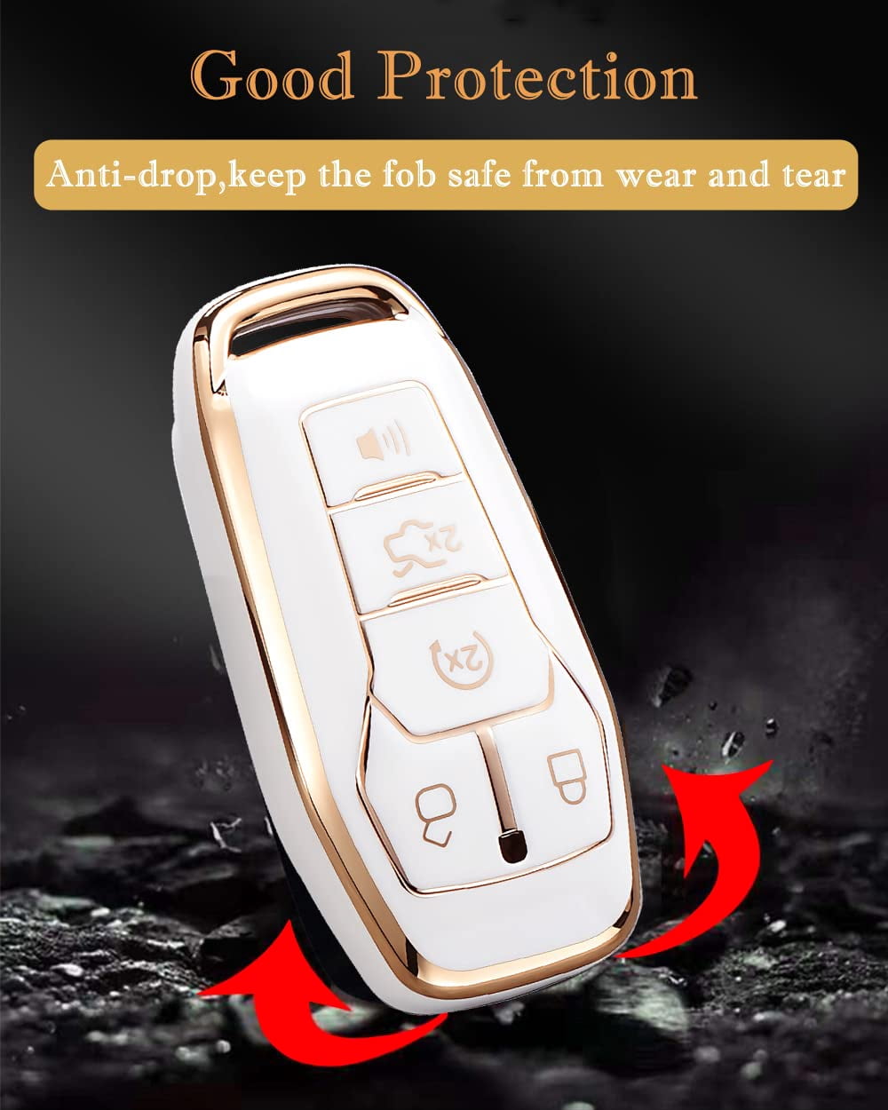for Ford Key Fob Cover, Premium Soft TPU Full Protection Key Fob Case for Ford Fusion Mustang F150 Edge Explorer Lincoln MKZ MKC MKX Smart Remote Key Protector