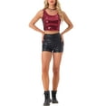 thumbnail image 2 of INSPIRE CHIC Women's Metallic Sequin Crop Top Sparkle Glitter Sleeveless Party Club Tank Top M Wine Red, 2 of 6