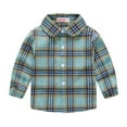 thumbnail image 3 of Esaierr Boys Girls Cotton Shirt Tops for 1-6 Years Kids Baby,Spring Fall Button Shirt,Long Sleeve Plaid Shirt, 3 of 9