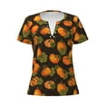 thumbnail image 2 of Uemuo Orange Pumpkin Drawing Women's Deep V-Neck Low Cut Tops - Casual Loose Fit with Stainless Steel Loop, Soft, Breathable, Perfect for Office, Travel, and Daily Wear-Large, 2 of 5