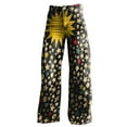 thumbnail image 4 of Women's Casual Pants Women'S Vintage Flower Print Casual Wide Leg Pants,Yellow Women's Casual Pants M, 4 of 4