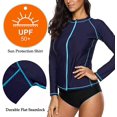thumbnail image 3 of Charmo Women's Rashguard Swimsuit Zip Front Sun Protection Swim Shirt UPF 50+, 3 of 7