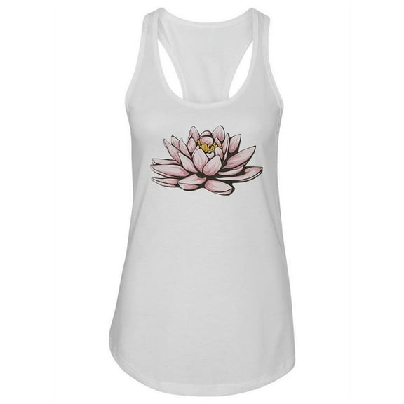 Lotus Flowers On White Tank Women -Image by Shutterstock, Female Small