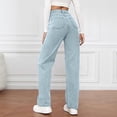 thumbnail image 7 of Yourumao Womens Straight Leg Jeans Wash High Waisted Jeans Classic Denim Pants Summer Plus Size Jean Trousers with Pocket, 7 of 7