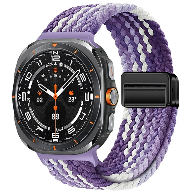 Nylon Magnetic Buckle Strap For Samsung Galaxy Watch Ultra 47mm Braided Solo Loop Bracelet For Galaxy Watch Ultra 47mm Correa Gradient Purple Galaxy Watch Ultra