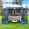 thumbnail image 5 of COBIZI 12'x12' Portable Screen House Room, Easy Pop-up Gazebo Outdoor Camping Tent with Carry Bag, Waterproof, UV Resistant, Attached Wind Panels, 8-Person & Table, Blue, 5 of 9