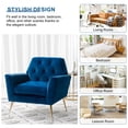 thumbnail image 6 of Upholstered Velvet Armchair Set of 2 Lounge Accent Chair Tufted Back Metal Legs Bedroom Navy, 6 of 7