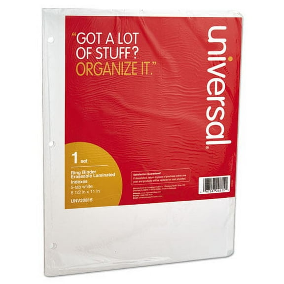 Deluxe Write-On/erasable Tab Index, 5-Tab, 11 X 8.5, White, 1 Set | Bundle of 2 Sets