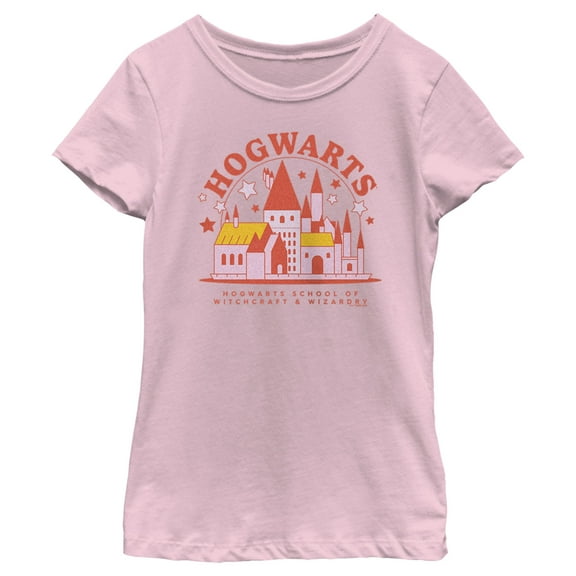 Girl's Harry Potter Cute Starry Hogwarts  Graphic Tee Light Pink X Large