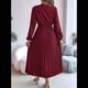thumbnail image 5 of Vestido Informal de Otoño para Mujer, de Larga, con Escote en V y Pliegues, Corte A. Vino Tinto L, 5 of 7