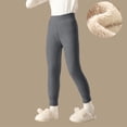 thumbnail image 2 of XUNKUSGA Girls Fleece Lined Leggings 2-15Y Solid Color Thermal Tight Pants Full Length Soft Stretchy Girls Leggings Casual Elastic Waist Cuffed Ankle Winter Warm Girls Pants Gray, 2 of 6