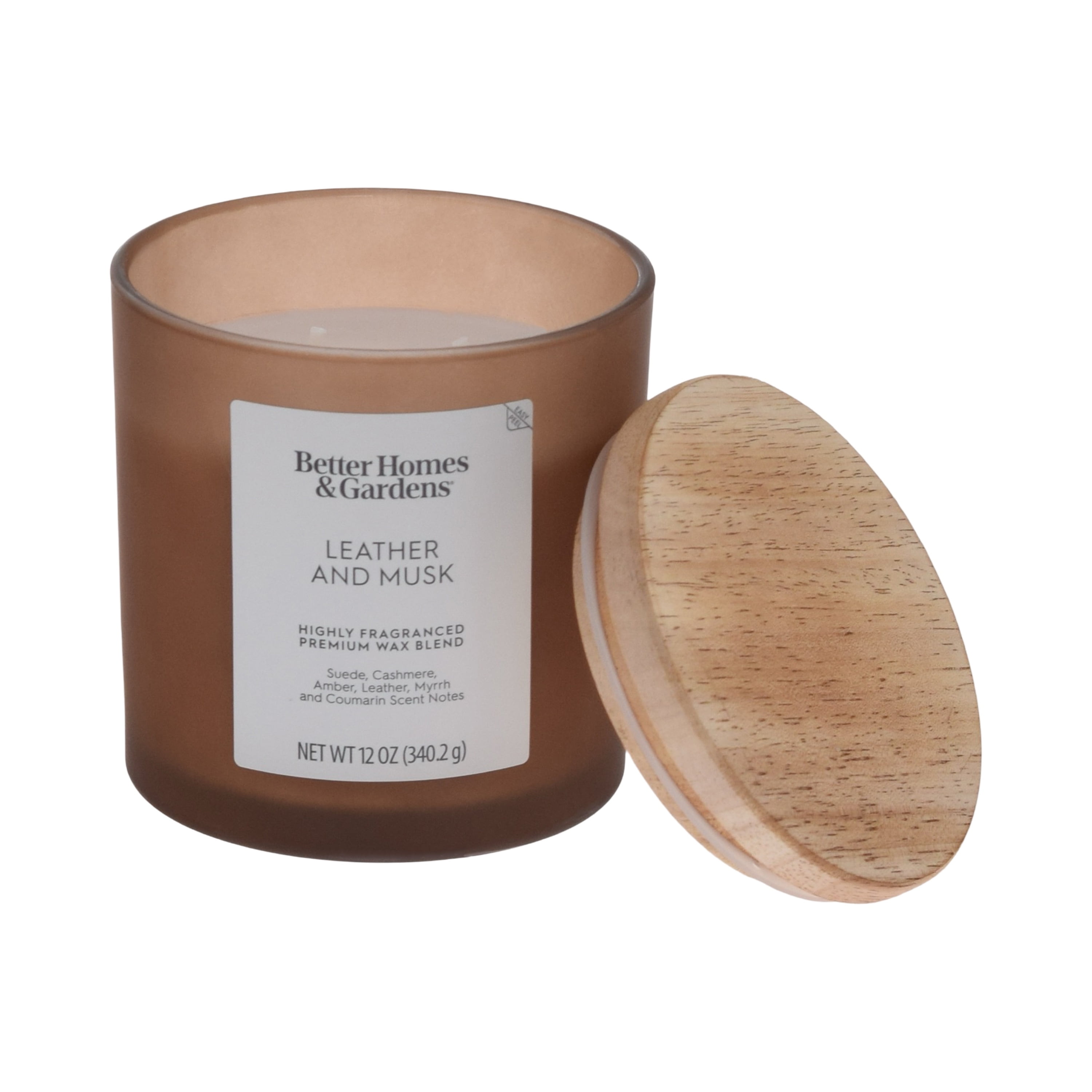 (2 pack) Better Homes and Gardens Leather and Musk Scented 2-Wick Frosted Jar Candle 12oz.
