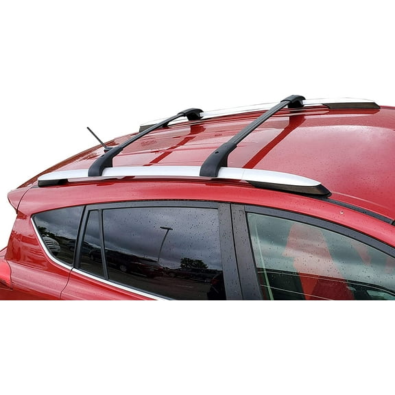 BrightLines Roof Rack Crossbars Compatible with Toyota RAV4 2013-2018, Set of 2pcs, Black Aluminum Roof Top Cargo Rack
