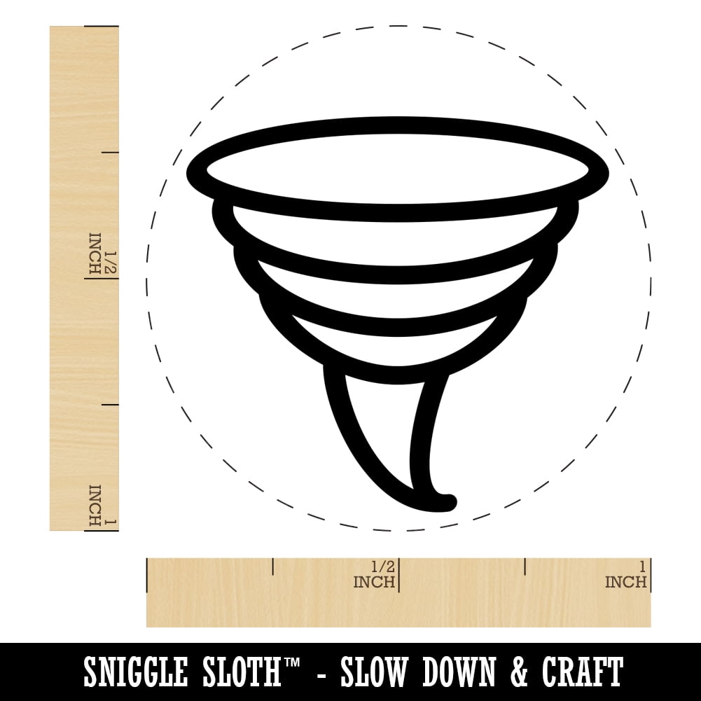 Tornado Icon Self-Inking Rubber Stamp Ink Stamper - Brown Ink - Medium 1 Inch