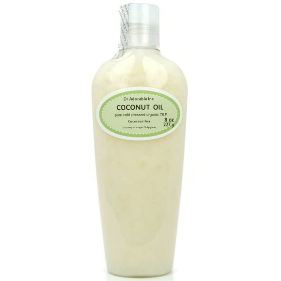 Dr. Adorable - 100% Pure Coconut 76 F Oil Organic Cold Pressed Refined Moisturizing Oil For Face Skin Hair - 8 oz