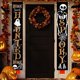thumbnail image 1 of Letrero de porche con temática de Halloween, diseño de calabaza y farol, para puerta principal, decorativo, para colgar, de bienvenida, para fiesta, con fantasmas y murciélagos, para el hogar y, 1 of 7