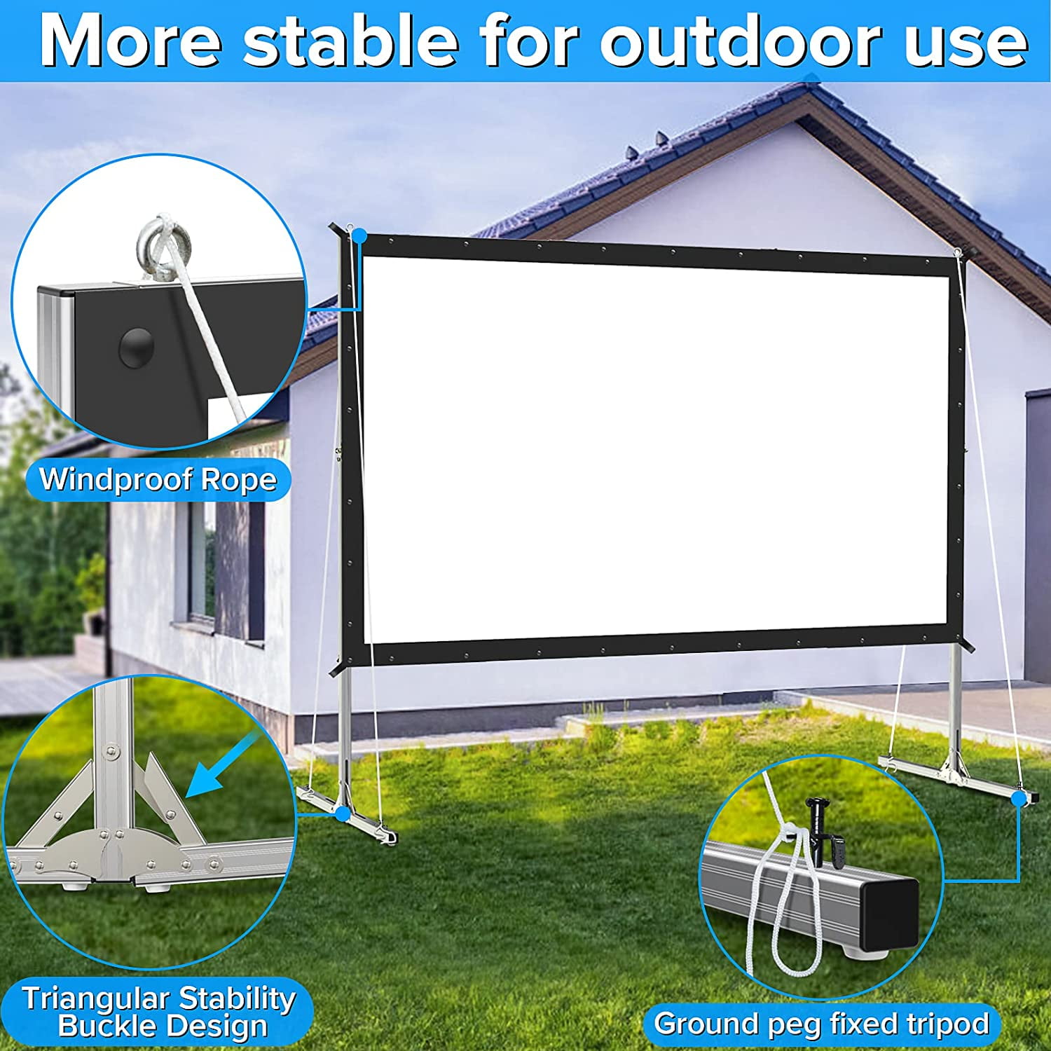 16:9 HD 3D Projector Screen 120 inch Foldable PVC 4K Ratio Outdoor Movie Home 