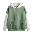 thumbnail image 2 of Color Block Hoodies for Women 2025 Fall Winter Long Sleeve Hoodie with Pockets Hooded Sweatshirt Pullover Tops, 2 of 5