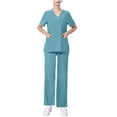 thumbnail image 2 of BADHUB Natural Uniforms Sets for Women Cool Stretch V-Neck Pocket Top and Cargo Pant Solid Color Scrub Set with Regular and Petite Sizes Holiday Deals, 2 of 5