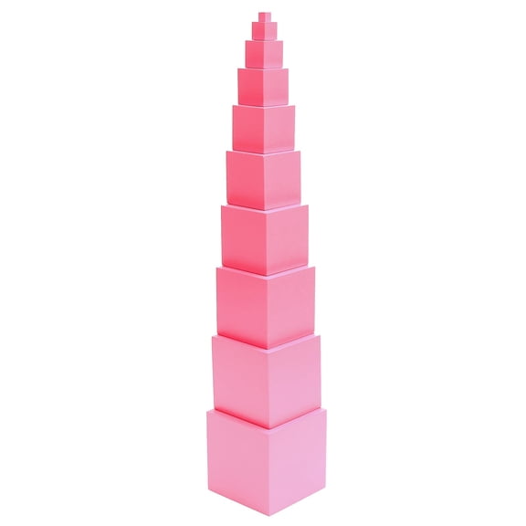 Montessori Pink Tower Wooden Cubes Beech Wood Sensorial Learning Toy 10 Piece Set