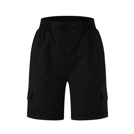 WNVMWI Womens Shorts Yoga Shorts for Women Ripped Jean Shorts Women Fashion Casual Loose High Waist Wide Leg Shorts Pants Trousers Casual Shorts Hot Pants Workout Bottoms Black Demin Shorts L