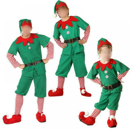 Children Christmas Elf Cosplay Christmas Couple Party Costume Stage Performance